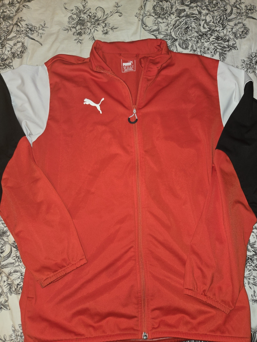 Puma Red Full-Zip Training Windbreaker with Black & White Panels
